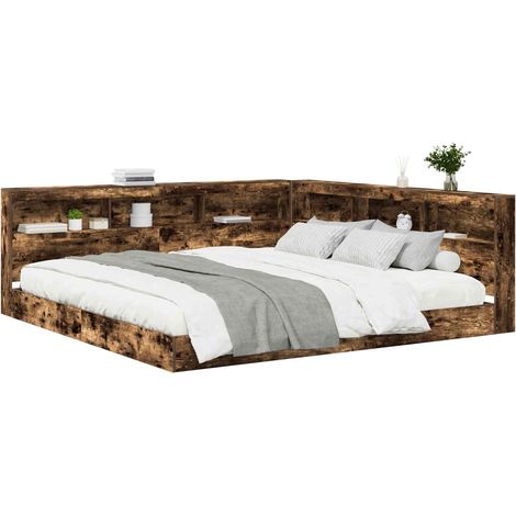 Maison Exclusive - Letto Libreria Rovere fumo 180 x 200 cm Legno multistrato