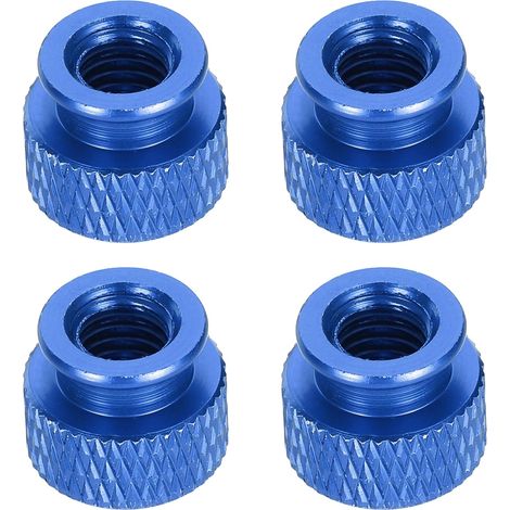 4Pcs Écrou Moleté M6 12mm OD 10mm Hauteur Écrou à Main en Alliage d'Aluminium Anodisé 6061, Vis de Châssis Métallique pour Machines, Assemblage DIY, Électronique, Bleu Gemme (1/5)