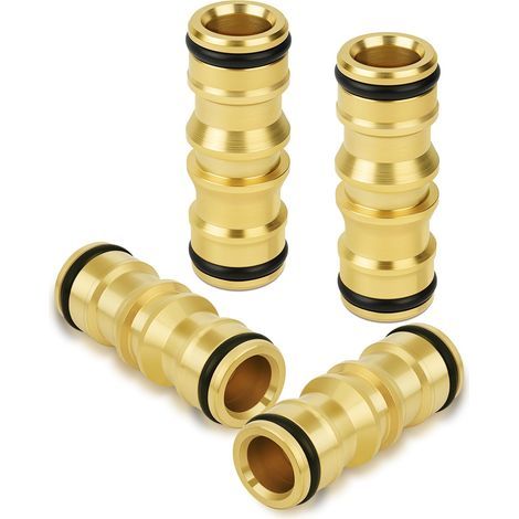 4PCS Raccord de Tuyau en Laiton, 1/2" Double Fiche Pièce de Raccordement, Raccords Pour Tuyau D'arrosage, pour Rallonger Un Tuyau et le Système D'irrigation de Jardin (1/5)