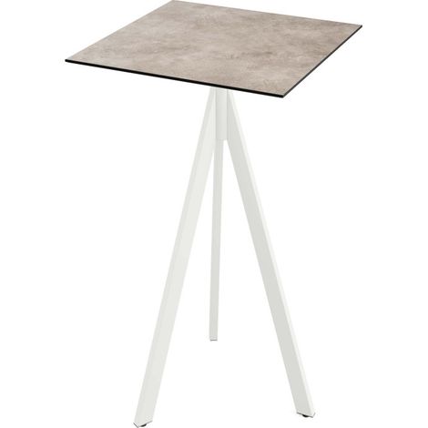 Infinity Tripod mange-debout avec piètement blanc + plateau HPL Moonstone 70x70 cm - Feros (1/4)