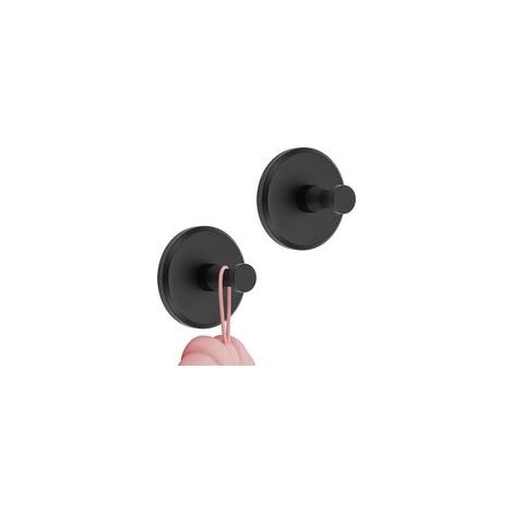 Lot de 2 crochets à ventouse extra-forts pour salle de bain, crochets pour serviettes et peignoirs, noirs (1/5)
