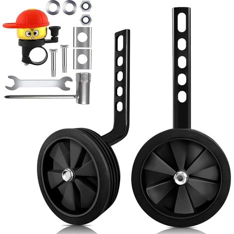 Roues jockey pour enfant - Roues auxiliaires réglables - Pour l'apprentissage - Roues d'entraînement (noir) (1/5)