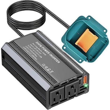 300-W-Kfz-Wechselrichter für Makita-Li-Ion-Akkus, PD65W-USB-A-Wechselrichter Typ C für den Außenbereich, 18-W-Powerstation-Generator (1/5)