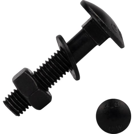 Schlossschrauben mit Mutter und Scheibe verzinkt schwarz M8 x 40