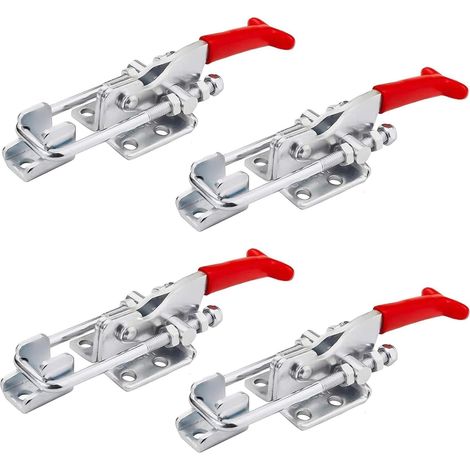Lot de 4 Loquet à Bascule en Métal, Fermeture à Levier Sauterelle de Serrage Réglable Pince à Loquet Sauterelles de Menuisier pour Armoire Porte Boîte Cas sans Serrure, 431 318 kg / 701 lb (1/5)