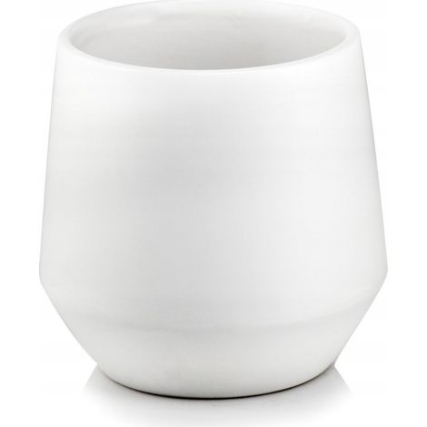 Maceta de cerámica con tapa redonda, clásica, blanca mate, 13 cm.