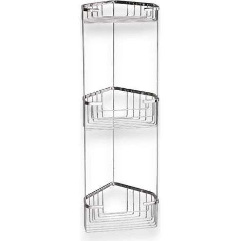 Angoliera doccia 3 ripiani in acciaio inox cromato per bagno (1/3)