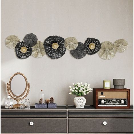 Decorazione da parete in metallo 134x7x29 cm nero e oro, facile da montare – MEUBLIV (1/5)