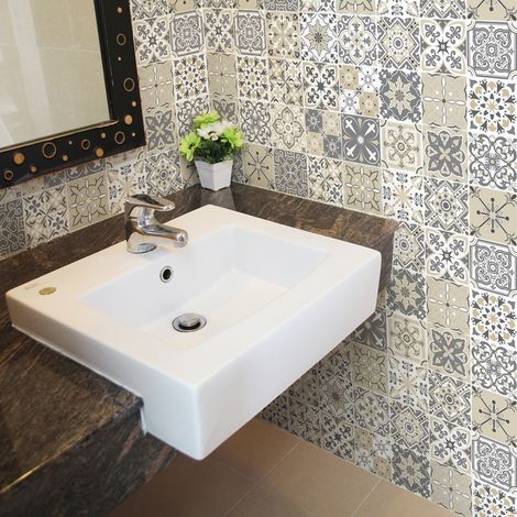 Sticker Mural Carrelage adhésif Cuisine Salle de Bain - 24 STICKERS CARRELAGES AZULEJOS LO CAPO - 24stickers10x10cm (1/5)