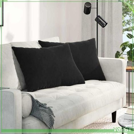2 coussins canapé, velours côtelé noir, 70 x 50 cm, housses amovibles, décoration intérieure salon chambre