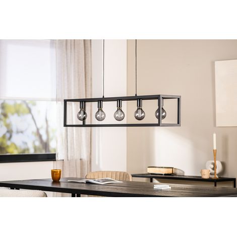 Lampadario a sospensione 5 luci H340 nero stile industriale a gabbia (1/5)