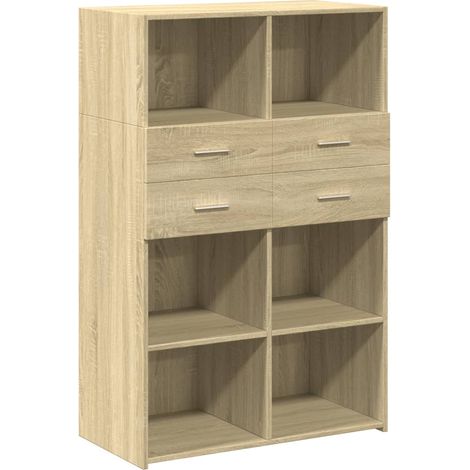 Buffet bahut commode armoire meuble de rangement organisateur cuisine salle de séjour salon haut sonoma 80 x 42,5 x 124 cm bois d'ingénierie marron (1/5)