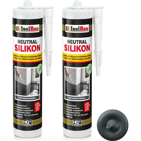 Neutralsilikon Naturstein Marmor Silikon Sanitär Inn/Auß 2 x 300ml Anthrazitgrau (1/5)