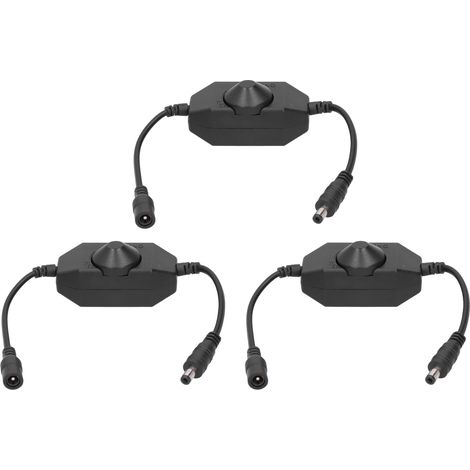 Adaptateur de variateur pour bande LED 3 pièces avec contrôleur de luminosité réglable et bouton manuel (DC 12V-24V)
