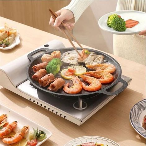 Plaque Cuisson Fonte Ø36cm, Plancha BBQ Poignée, Pour Rocket Stove Gaz Four, Accessoire Grill (1/5)