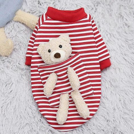 Nuevo suéter de jersey para perros de otoño e invierno, primavera, gato, lindo oso, ropa para mascotas para perros pequeños, chihuahua, oso de peluche, yorkshire terrier rojo (1/2)