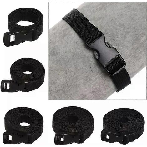 053M Schwarzer, strapazierfähiger Nylon-Reisegurt zur Ladungssicherung mit Klemmschnalle, Gepäckgurt, Gepäckspanngurt mit Klemmschnalle, Reise-Sets, Outdoor-Camping-Werkzeug (1/4)