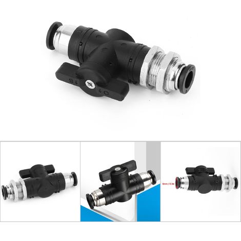 Raccord Rapide Pneumatique 8mm à Pousser, Valve Manuelle pour Commutateur d'Air et Tuyauterie (1/5)