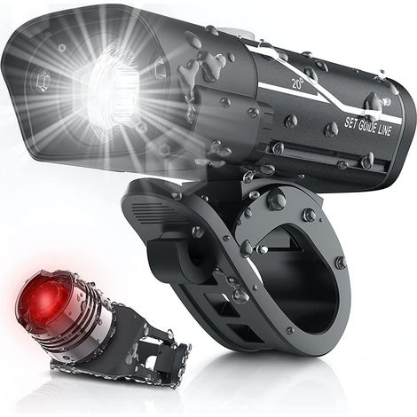 Fahrrad-Frontlicht, Aluminiumlegierung, wiederaufladbar, extrem leistungsstark, USB-Fahrradlicht, geeignet zum Angeln, Fahren, Wandern, Camping