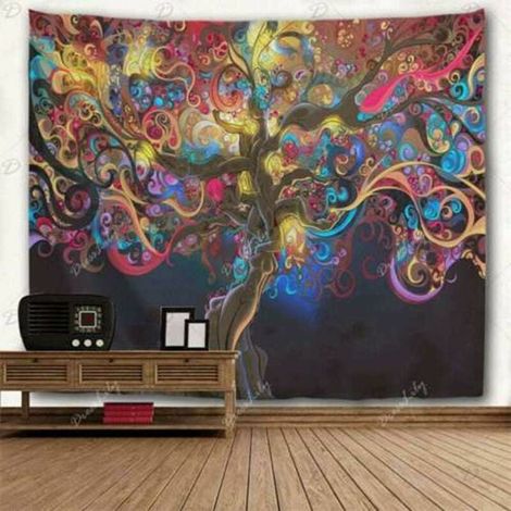 Tapiz de pared psicodélico de árboles para decoración del hogar (210 x 150 cm) (1/4)