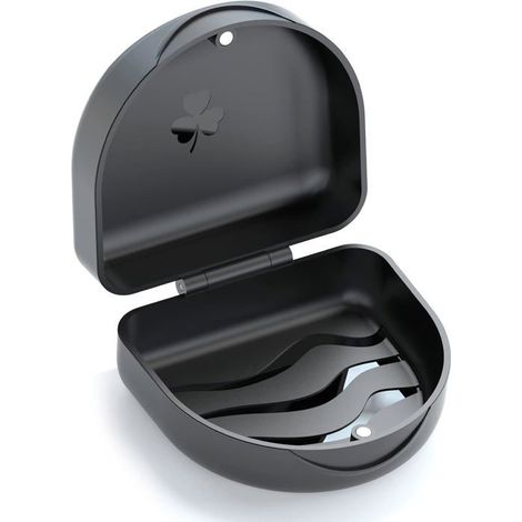 Boîte de rangement noire pour appareil dentaire KFO, rail orthodontique et rail anti-craquement (1/5)