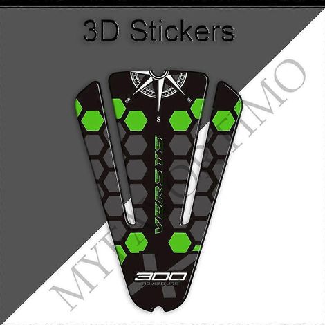 Kit d'autocollants 3D pour moto Kawasaki Versys X 300 (1 pièce) : protections pour les genoux, le réservoir et le moteur (essence, huile, etc.). (1/5)