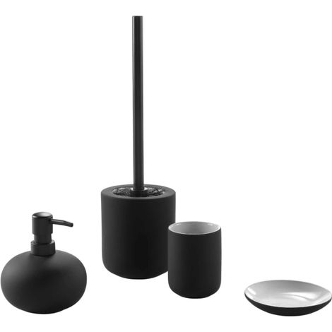 Set de Bain MAMBO – 4 Pièces – Coloris Noir - 30x20x17cm - Noir (1/5)
