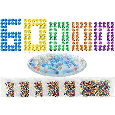 perles D'eau, 60,000 Billes D'eau Pour Vase, Perles D'eau Pour Fleurs & Plantes, Diffrentes Couleurs, Diy, Parfaite Dcoration Pour Mariage, Nol, J (1/5)