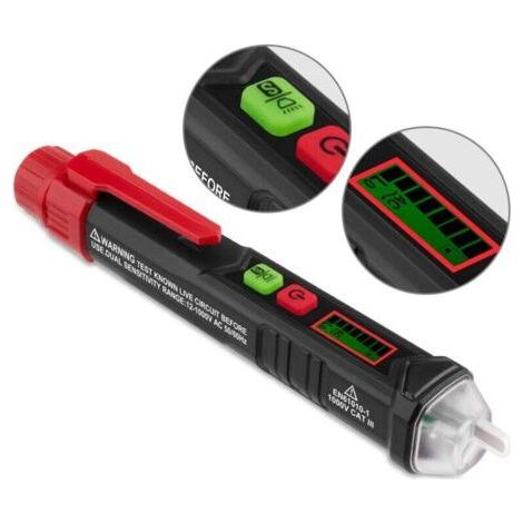 Berührungsloser Spannungsprüfer, Spannungsmessgerät mit dualer Empfindlichkeit 12 V/48 V–1000 V, LCD-Bildschirm, Phasen-/Neutralleiterprüfung, Taschenlampe, akustischer Alarm (1/4)