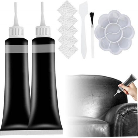 Kit de réparation en Vinyle en Cuir pour l'intérieur de la Voiture, kit de réparation en Cuir, Remplissage en Cuir Noir, canapé (1/4)
