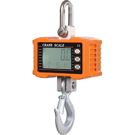 [JAMAIS UTILISÉ] 1000KG Balance électronique à crochet LCD rétroéclairé Affichage numérique kg/lbs Changement d'unité Maintien des données Tare Zéro clair Orange (sans pile), (1/4)