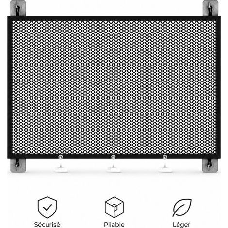 Barriere pour Animaux Filet Noir 110 x 78 cm Chat Chien Balcon Escalier Anti-Chute avec Crochets et Fixations (1/5)