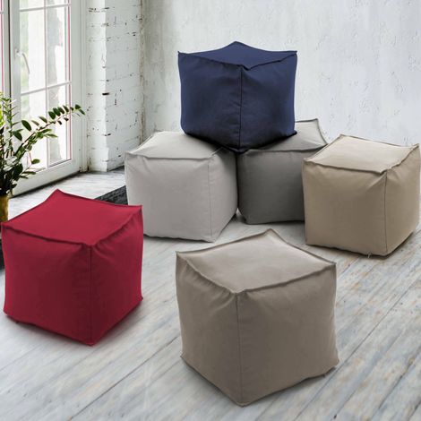 Talamo Italia Puff Annalaura, Puf multifunción, 100% Made in Italy, Sillón relax en tela tapizada, 45x45h45cm, Gris, con embalaje reforzado (1/5)