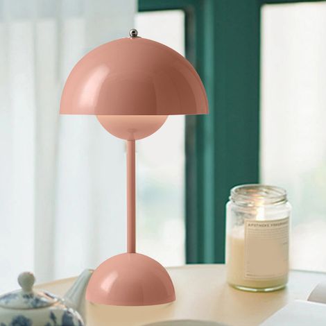Tischleuchte in Form einer nordischen Blütenknospe, Nachttischlampe, dekorative LED-Tischleuchte im Retro-Stil für Hochzeiten, klein, mit Stecker – 18 x 30 cm, kirschrosa (1/5)