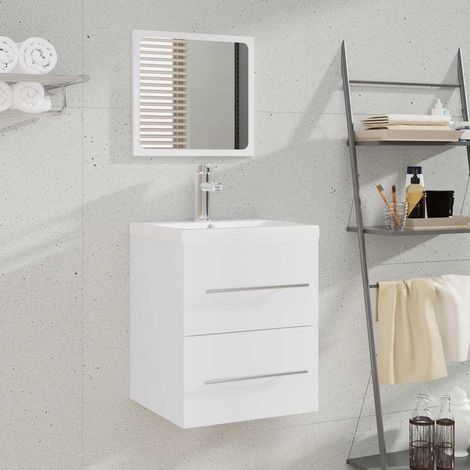 Meuble sous lavabo Meuble sous vasque - avec bassin intégré Blanc Bois d'ingénierie BV215728 - BonneVie (1/5)