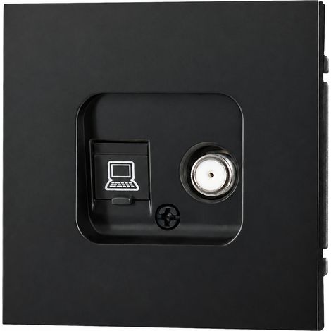 Prise murale Satellite et Réseau (Net) Cat 6 Série Z PC ignifuge noir – 13 × 9 × 10 cm – Livraison gratuite