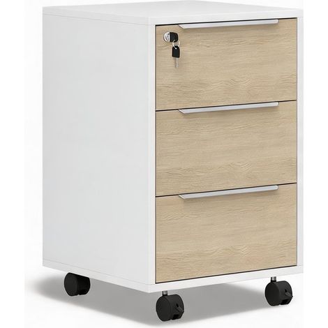 Meuble de rangement de bureau blanco y Roble 40 x 40 x 63,5 cm (1/5)