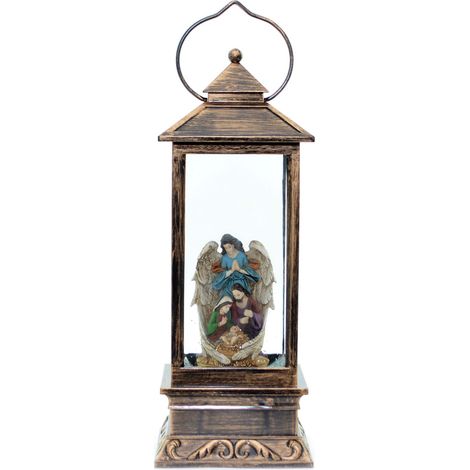 28cm Christmas Nativity LED Lantern With Glitter Xmas Home Decorations Ornament (1/5)