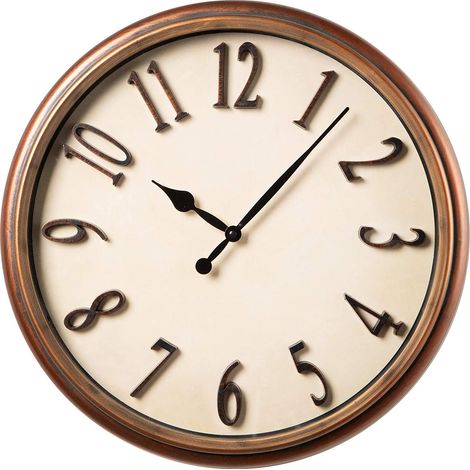 Orologio da Parete in PVC Silenzioso Stile Vintage Bronzato Numeri in Rilievo 46x46x5 cm (1/4)