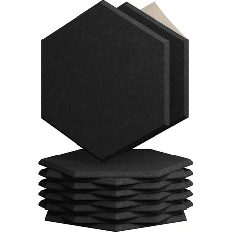 panneaux d'isolation acoustique hexagonaux en de autocollants décoratifs absorbants acoustiques x cm 12pc 26 30 15 0 9 fibre polyester noirs (1/5)