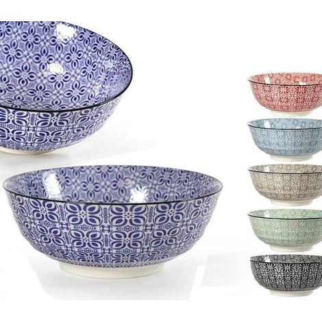 Trade Shop - MEHRZWECKSCHÜSSEL RUND MARRAKECH 21X21X8,2CM AUS KERAMIK FARBIG GESTALTET ASS 771590 - (1/4)