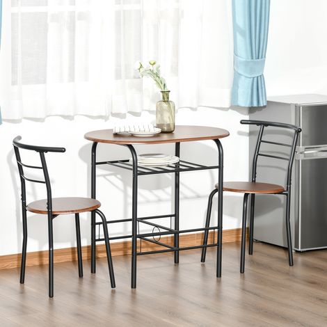 Ensemble table 2 chaises moderne 3 pièces - design compact - balcon et bar - mobilier repas économique pour cuisine - couleur marron et noir
