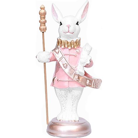Statue de Pâques en résine – Lapin de Pâques style dessin animé – Décoration amusante pour jardin ou bureau – Sculpture animalière (1/5)