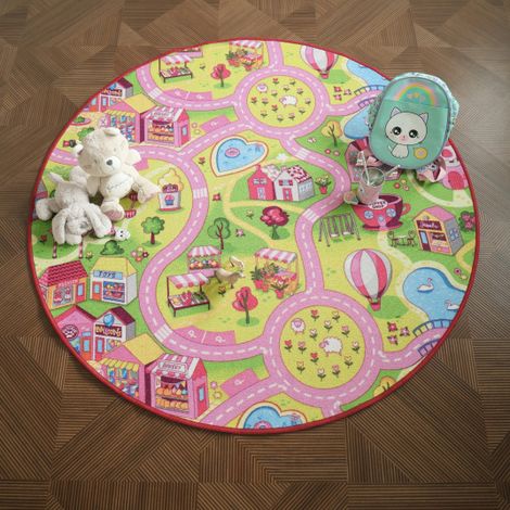 Tapis rond de jeu enfant - Circuit de voiture - Shopping - Ø 150 cm (1/5)