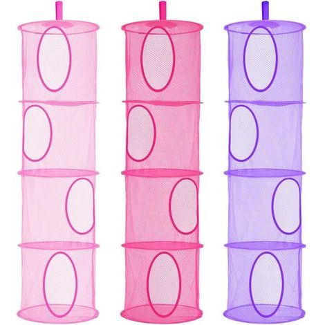 4 Tier Rangement de Peluche, Pliable 3PC Sauvegarder Le Panier de Rangement Spatial pour Chambre d'enfants, Salle de Bain, Balcon (Rosa, Rosa Rouge, Viola) (1/4)