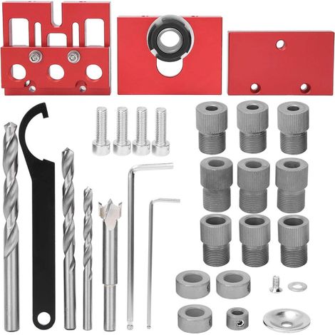 3-en-1 Gabarit de Perçage Vertical Set, 15-25mm Gabarit de Cheville Réglable, Localisateur de Perçage pour Perçages et Connexions Rapides et Précises