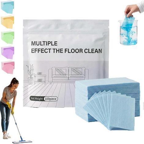 Lingettes nettoyantes pour sols et parquets 100 unités action multiple couleur bleue (1/5)