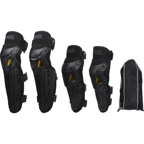 Protections genou tibia moto avec coudières – Sangle élastique réglable armure motocross dirtbike racing noir, protection (1/5)