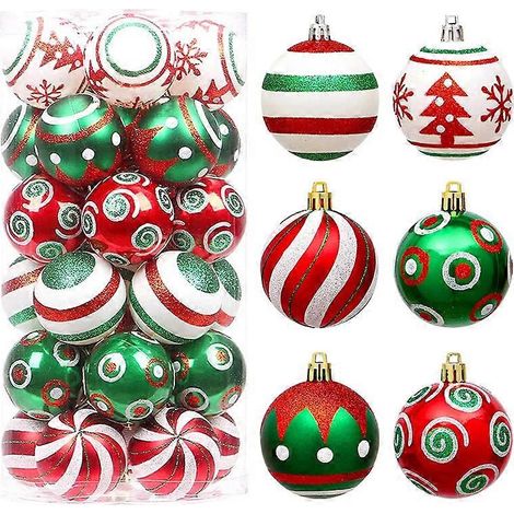30 Stück Weihnachtskugeln, 5 Stück Weihnachtsbaum-Hängekugeln, Heimdekoration, Party, Hochzeit, Weihnachtsgeschenke (Stil B) (1/5)