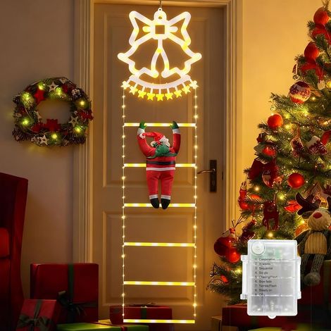 Guirlande Lumineuse Échelle Noël, 1.8M LED Guirlandes Lumineuses de Échelle 8 Modes Piles, Étanche Lumières Décoration pour Sapins de Noël Fenêtre Balcon Jardin Exterieur Interieur (1/5)